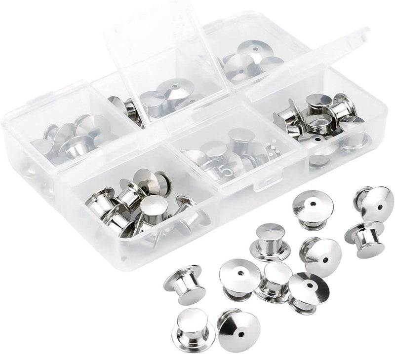 SUBANG 40 Pieces Metal Pin Backs Locking Pin Keepers Locking Clasp with Storage Case - Image 1
